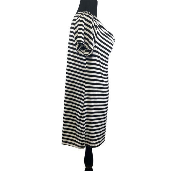AB Studio Size Medium Black & White Striped Cowl Neck Tunic Top - Picture 5 of 9